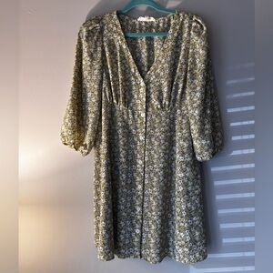 Bebop Yellow Floral Button Down Dress Size Medium